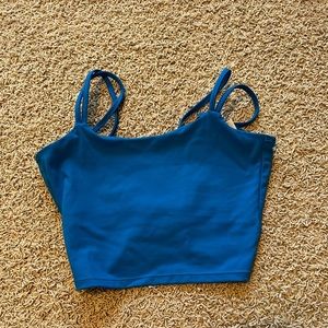 Pool Blue crop top. Brand is Amazon. Size Small